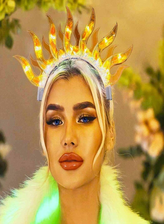 REETAN Light Up Fire Headband Flame Headpiece Rave Hair Accessories for Women - Image 2